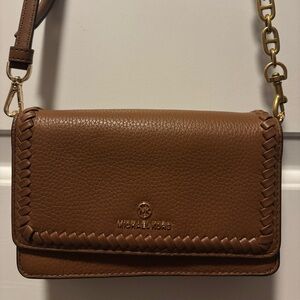 Michael Kors Brown Crossbody Bag with Whipstitch Detailing